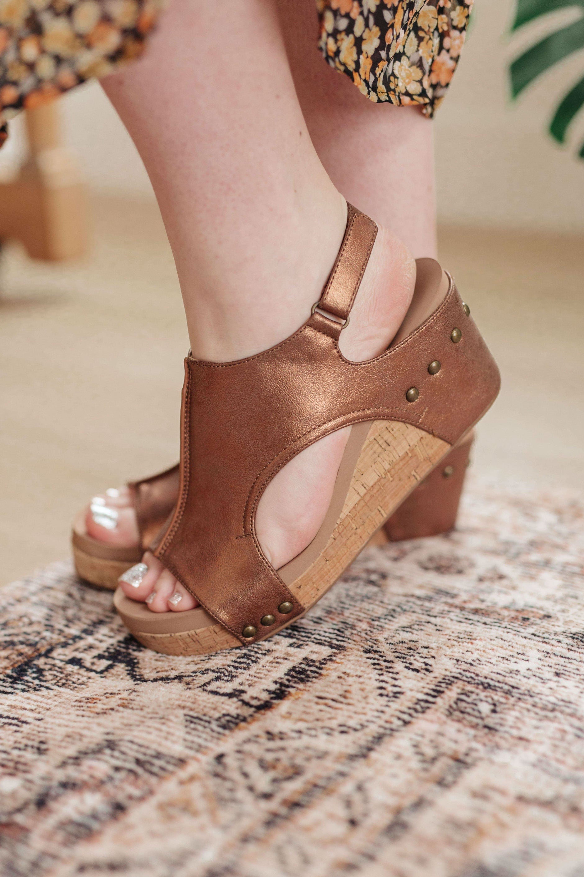 Corky’s Walk This Way Wedge Sandals in Antique Bronze - SwagglyLife Home & Fashion